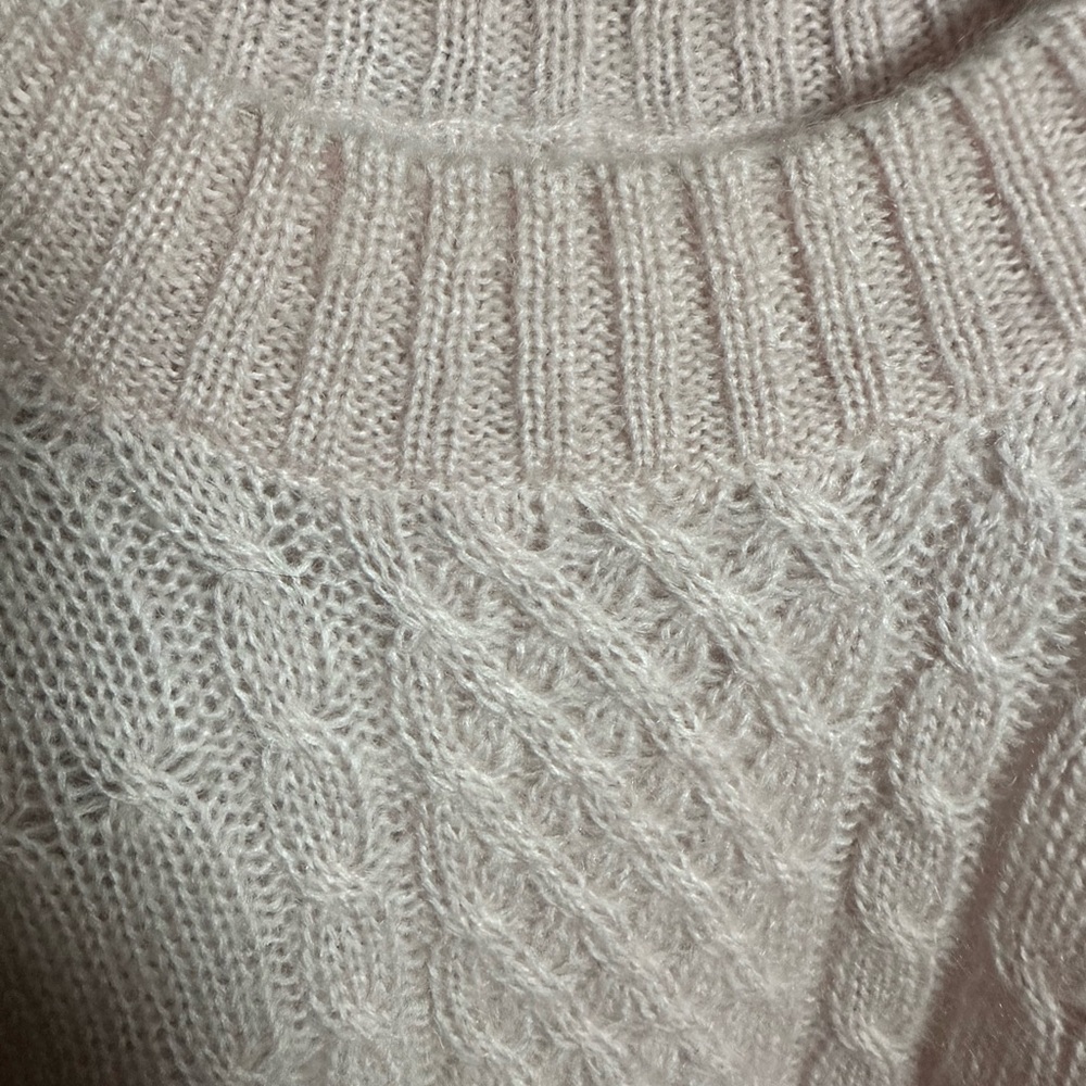 Vtg Blush Pink Cable Knit Sweater Mohair Blend M - Picture 5 of 5